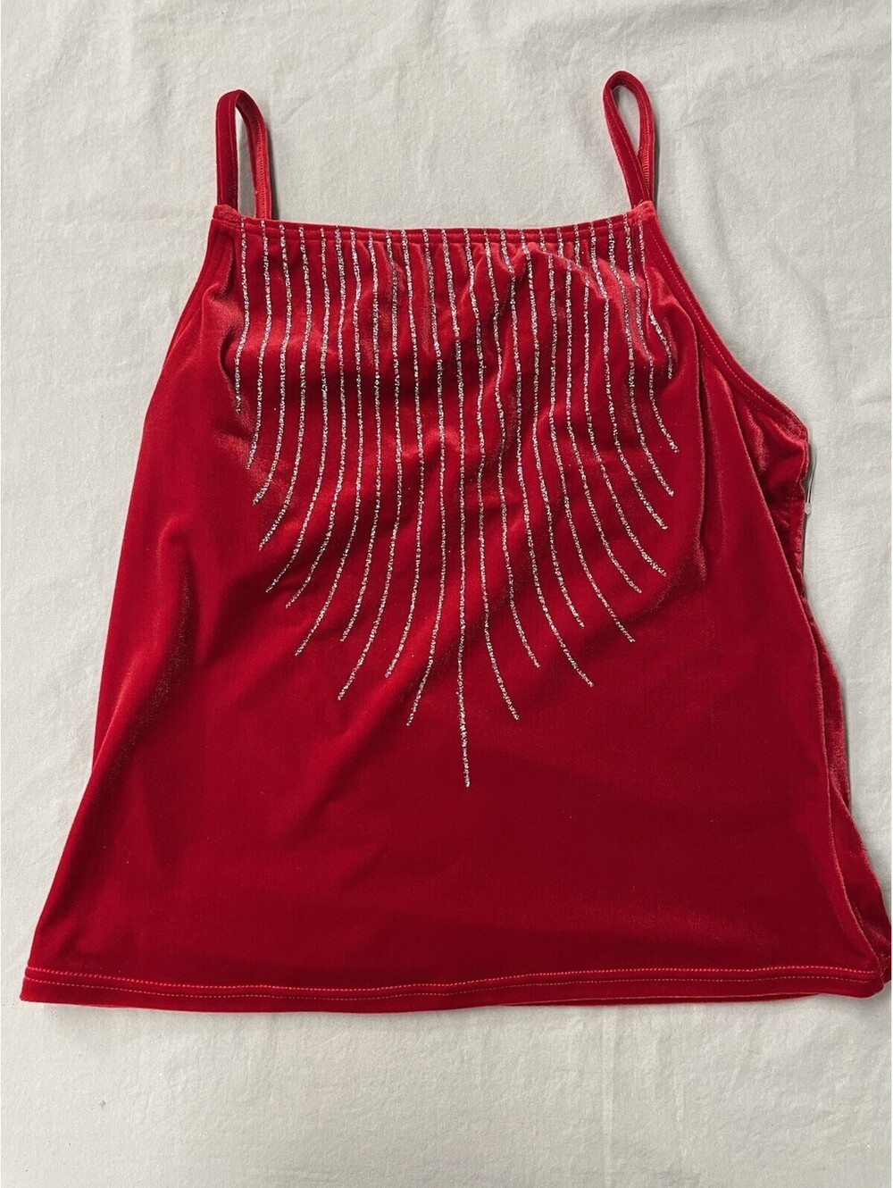 Body Wrappers Velvet Glitter Red Tank Top Size XL